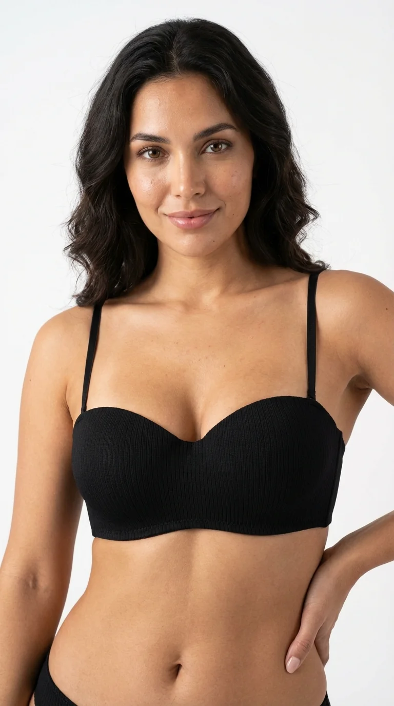 LunaIntim Siyah Melanj Balkonet Sütyen Fitilli Dokulu Destekli Tasarım - Arka Görünüm